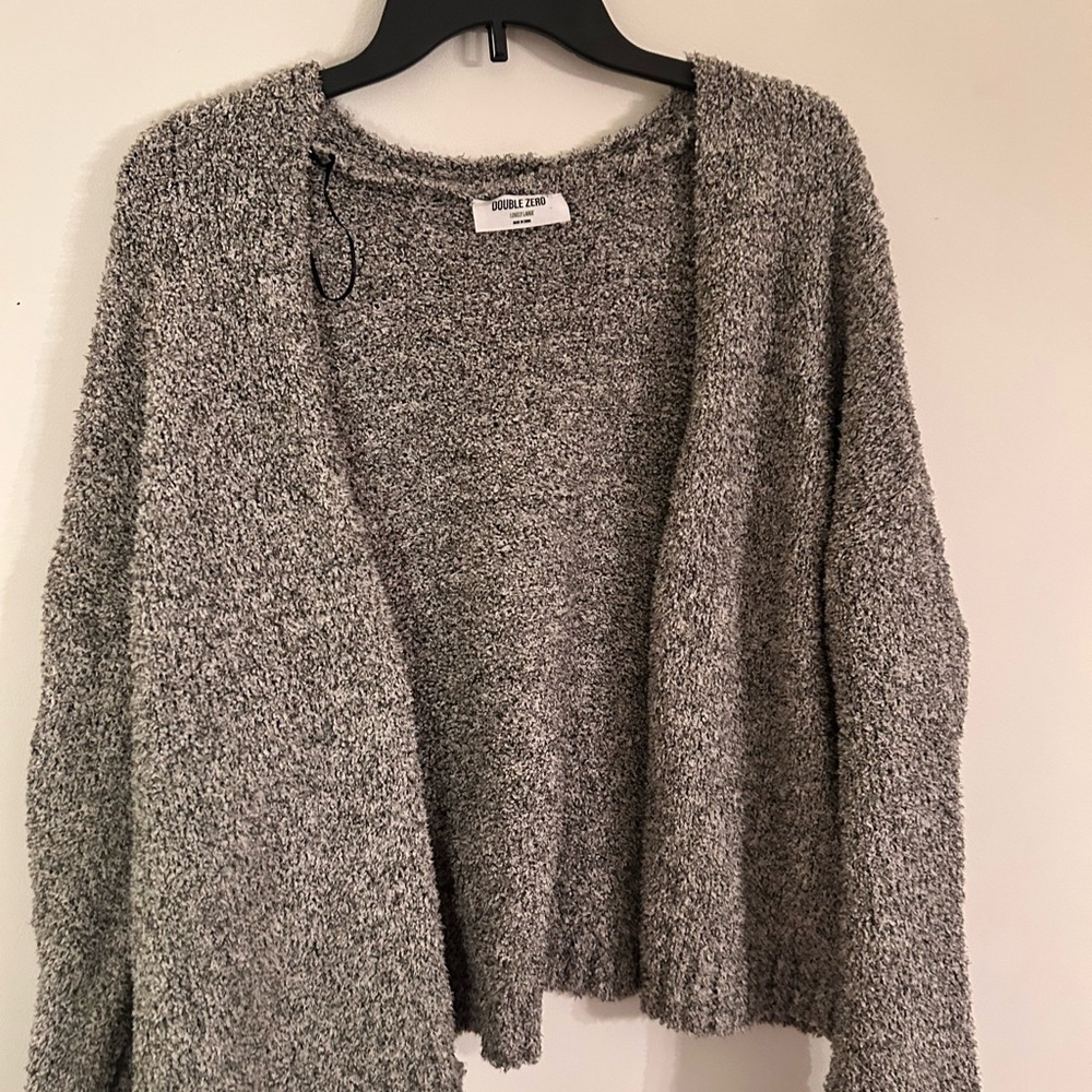 Gray Knit Cardigan Sweater